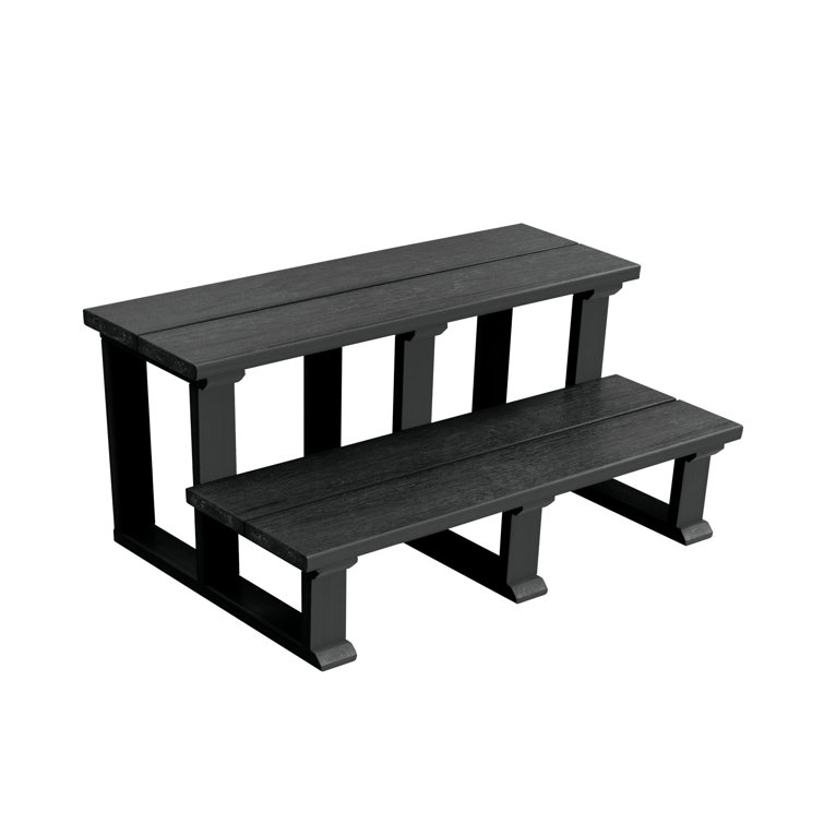 Highwood Black Poly Lumber Two-Tier Hot Tub Steps