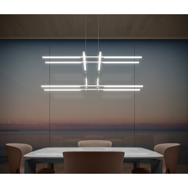 Satin Nickel Tik-Tak 12-Light Adjustable LED Chandelier