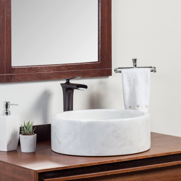 Blizz Blanc Marble Round Bathroom Vessel Sink