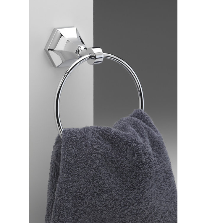 Polished Chrome Crystal Accent Guest Towel Ring Stand