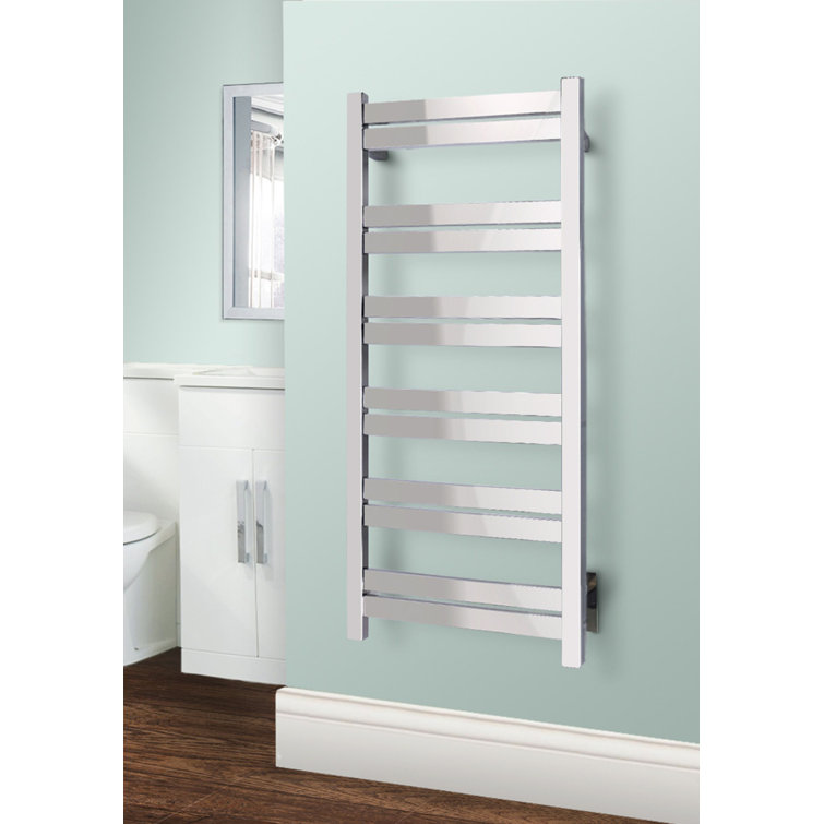 Polished Stainless Steel Wall-Mounted 12-Bar Towel Warmer