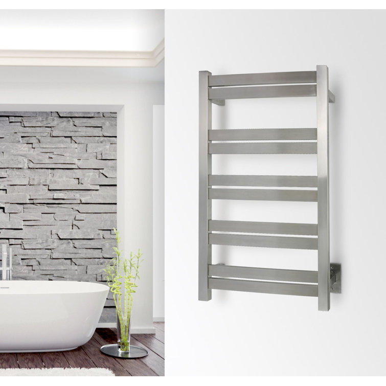 Brushed Stainless Steel Wall Mounted 10-Bar Towel Warmer
