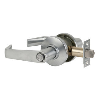 Saturn Satin Chrome Privacy Door Lever with Round Rosette