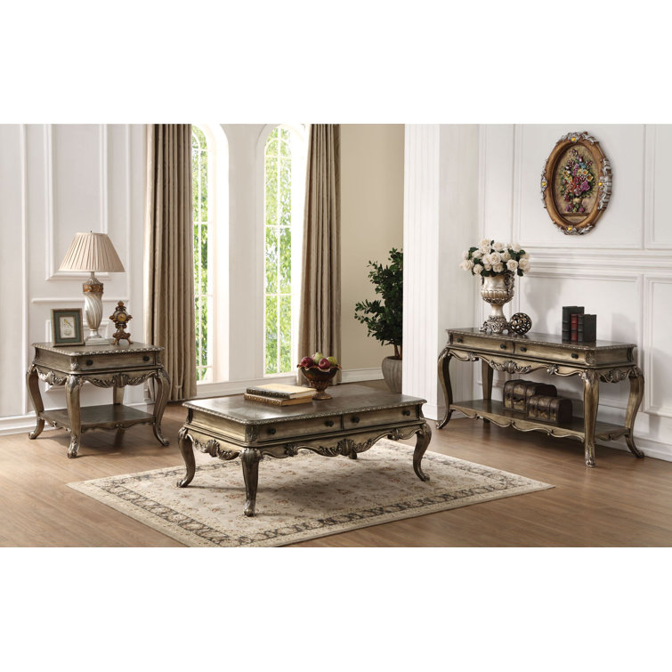 Vintage Oak Rectangular Coffee Table with Cabriole Legs and Storage