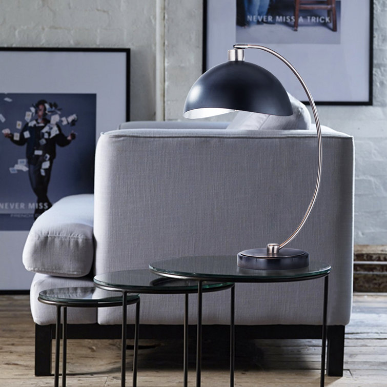 Luna Bella Mid-Century Modern Arc Table Lamp in Antique Nickel