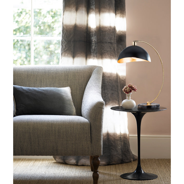 Luna Bella Weathered Brass Arc Desk Lamp with Matte Black Steel