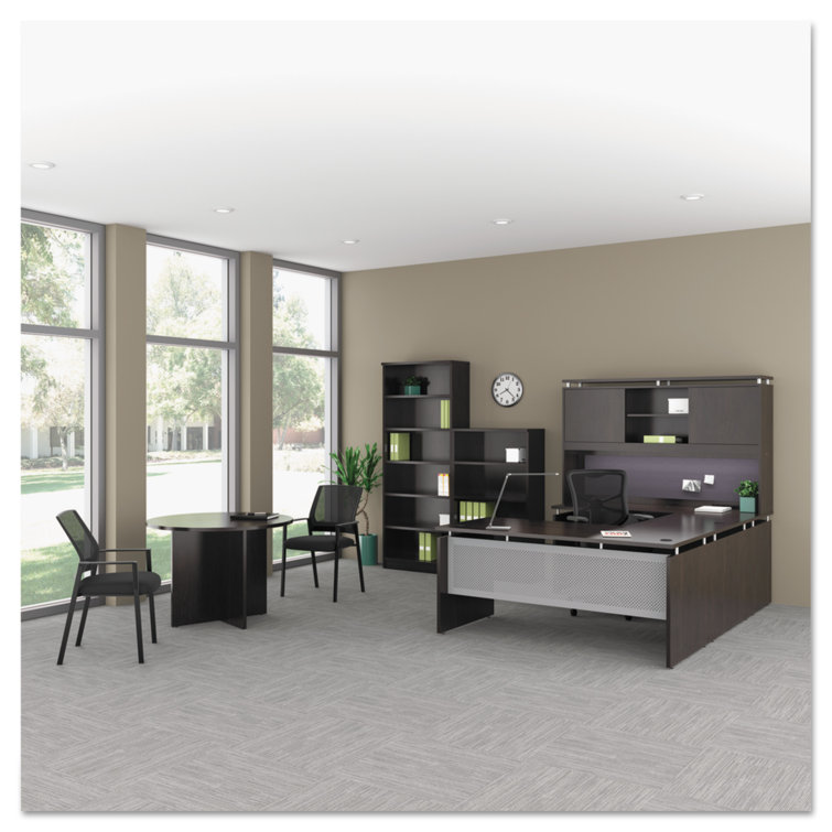 Walnut Round Wood Conference Table with X-Base