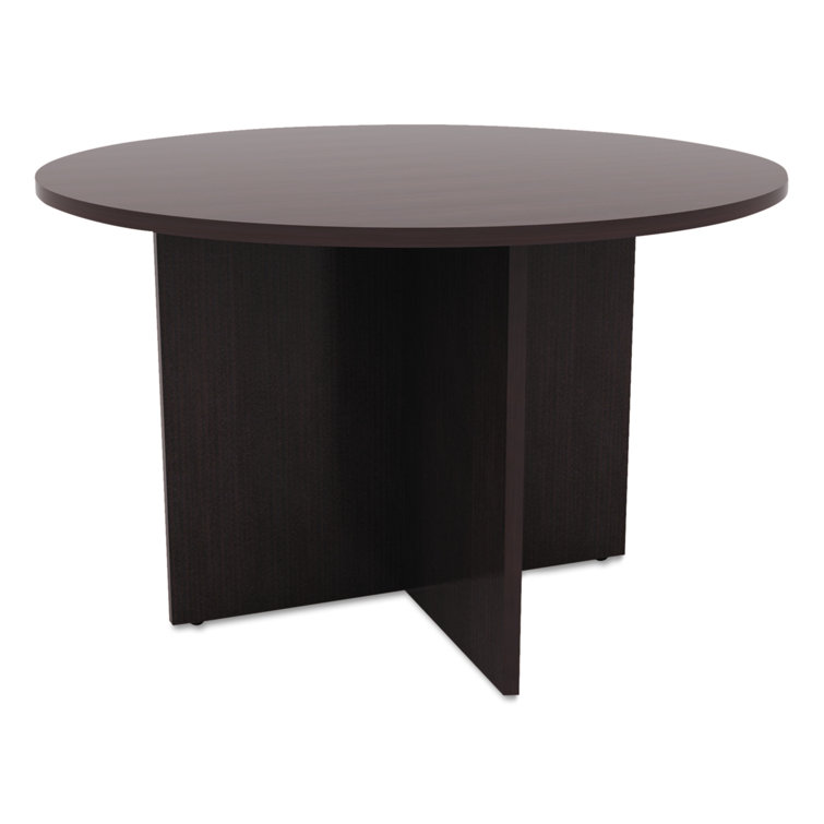 Espresso Round Laminate Conference Table with X-Base
