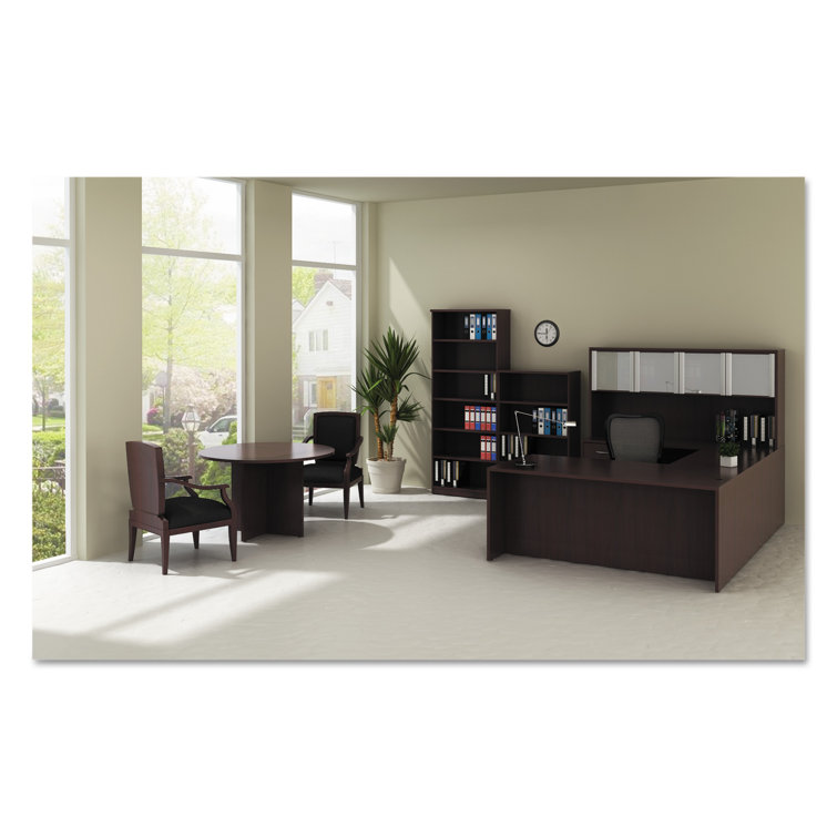 Walnut Round Wood Conference Table with X-Base
