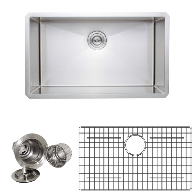 30'' Matte Stainless Steel Undermount Single Bowl Kitchen Sink