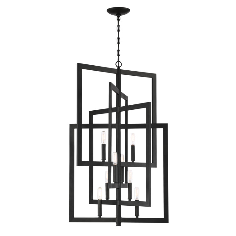 Espresso Geometric 8-Light Steel Chandelier
