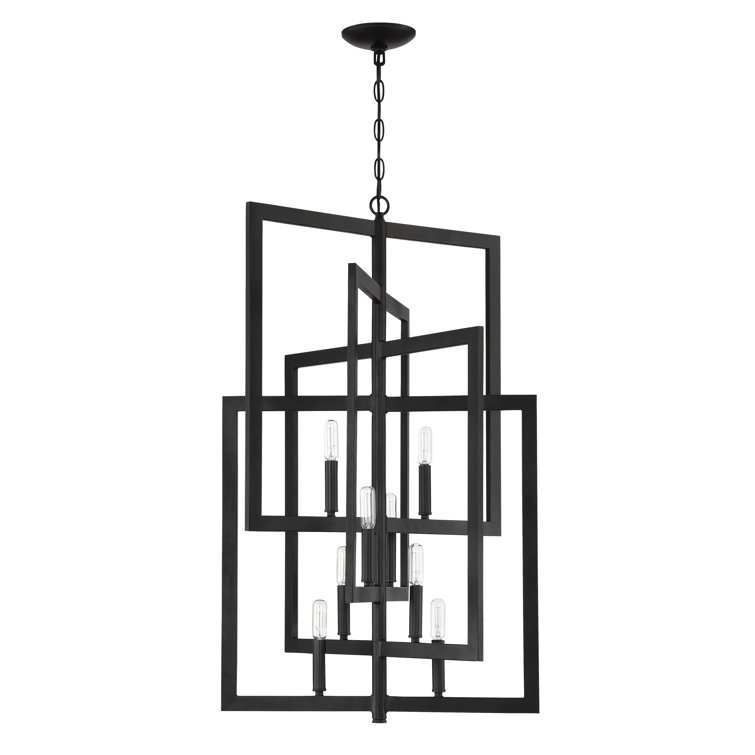 Espresso Geometric 8-Light Steel Chandelier