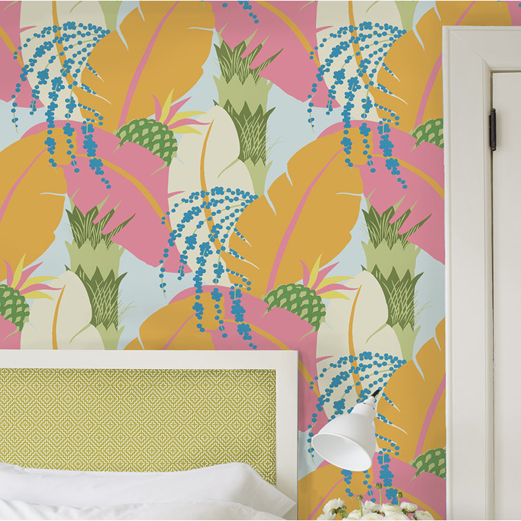 Green Palm Leaf Pattern Non-pasted Wallpaper