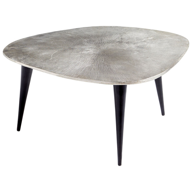 Triata Raw Nickel and Bronze Oval Aluminum Coffee Table