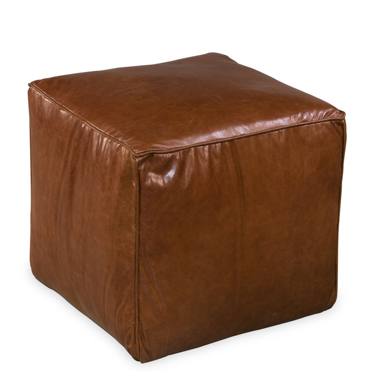 Traditional Bismarck Old Bay Leather Tufted Storage Ottoman