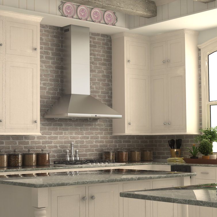 36" Stainless Steel Convertible Wall Mount Range Hood with Charcoal Filter