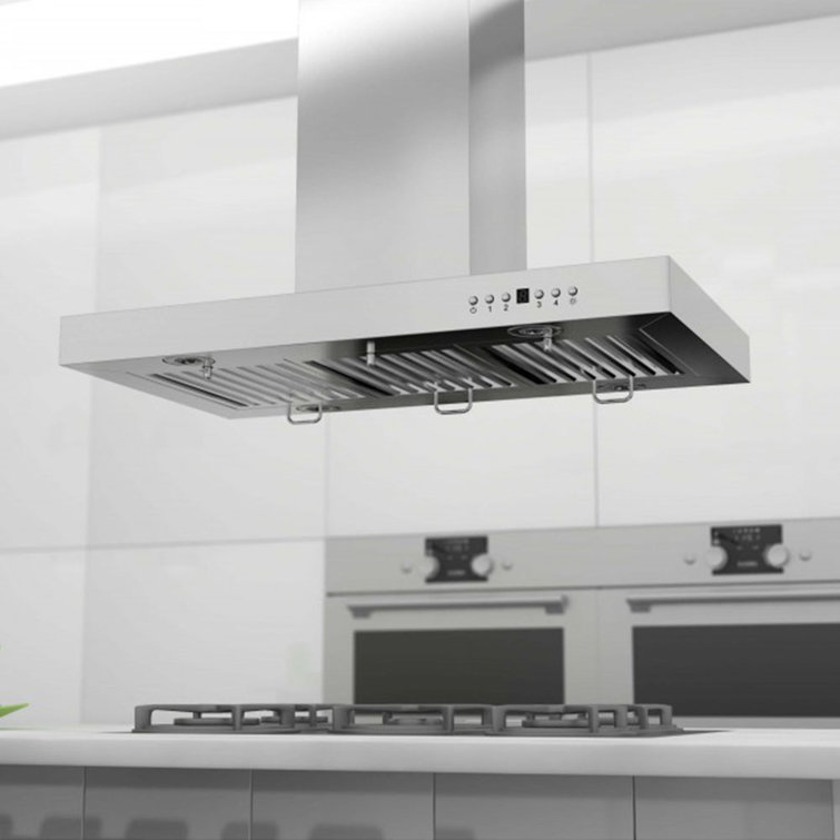 48-Inch Stainless Steel Convertible Island Mount Range Hood