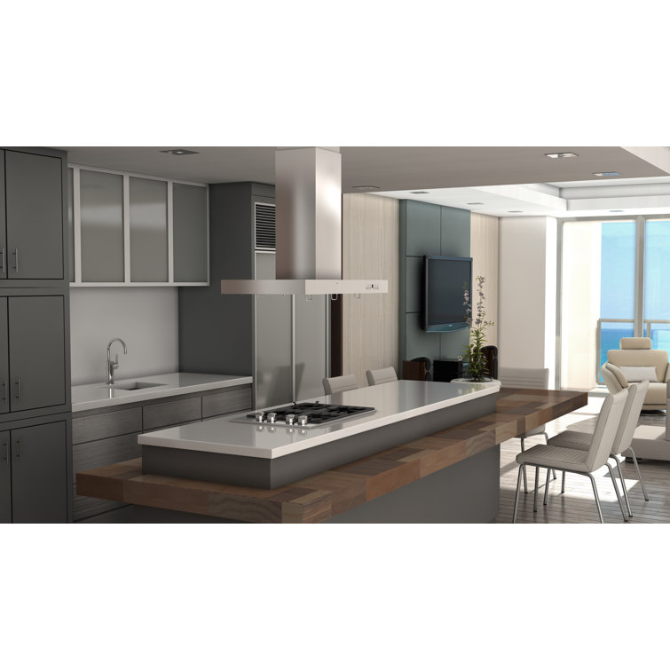 48-Inch Stainless Steel Convertible Island Mount Range Hood