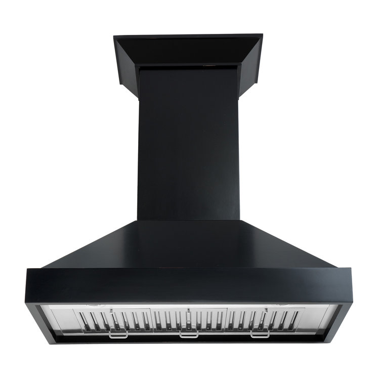 30'' Black Stainless Steel Convertible Wall Mount Range Hood