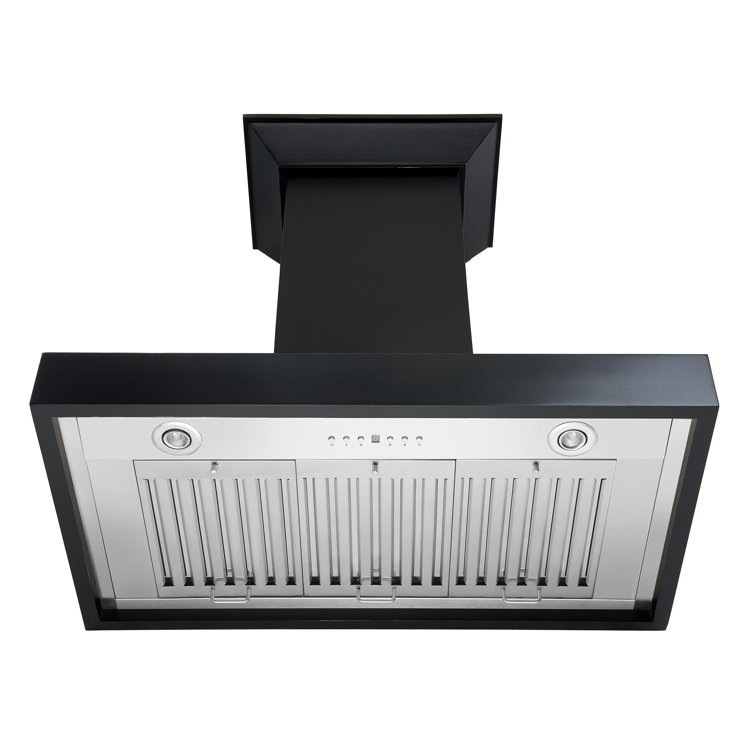 30'' Black Stainless Steel Convertible Wall Mount Range Hood