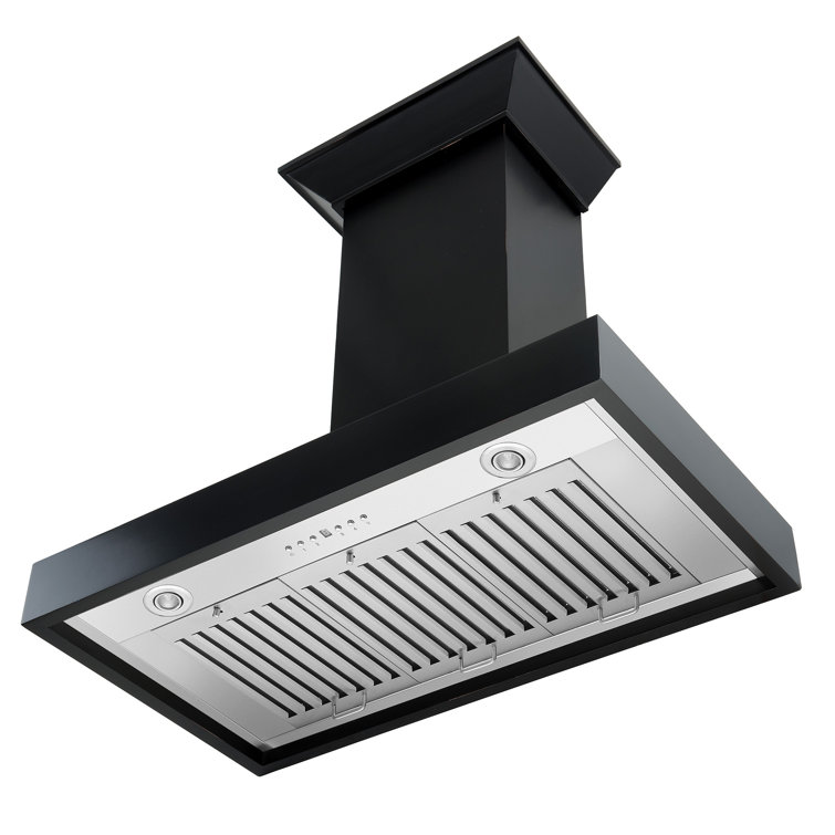30'' Black Stainless Steel Convertible Wall Mount Range Hood