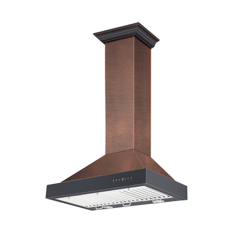 36" Hand-Hammered Copper Convertible Wall Mount Range Hood