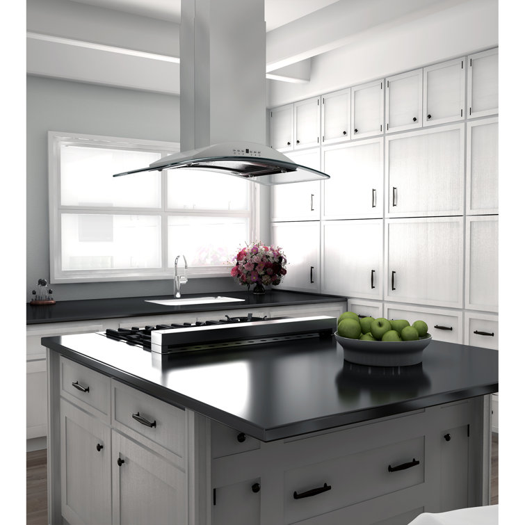 ZLINE 30 in. Convertible Vent Isl& Mount Range Hood in Stainless Steel & Glass (GL9i-30)