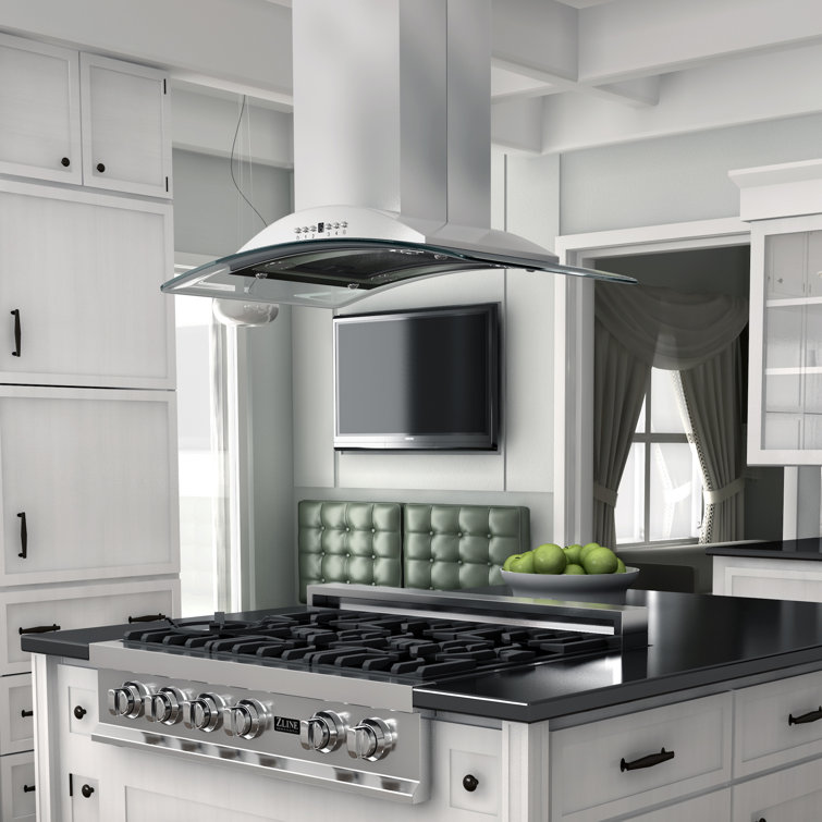 ZLINE 30 in. Convertible Vent Isl& Mount Range Hood in Stainless Steel & Glass (GL9i-30)