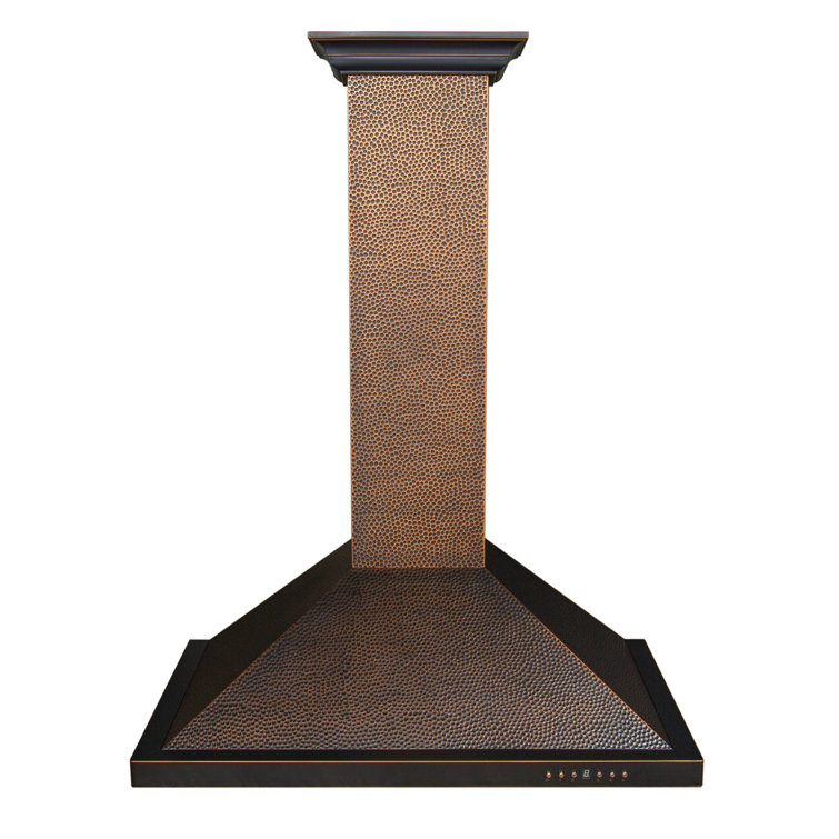 36" Hand-Hammered Copper Convertible Wall Mount Range Hood