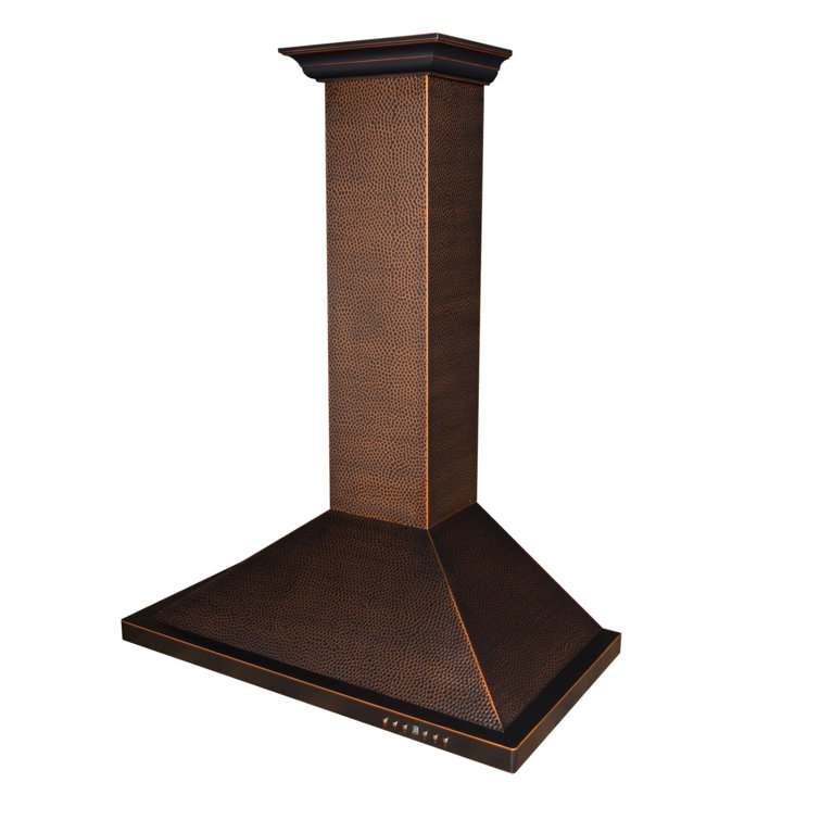 36" Hand-Hammered Copper Convertible Wall Mount Range Hood