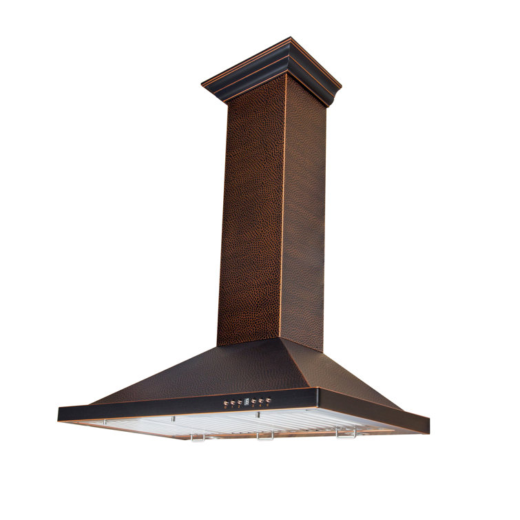 36" Hand-Hammered Copper Convertible Wall Mount Range Hood