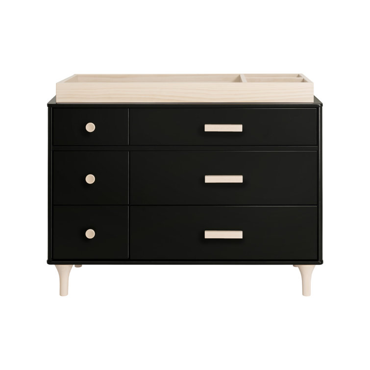 Lolly 6-Drawer Assembled Double Dresser in Black and Washed Natural