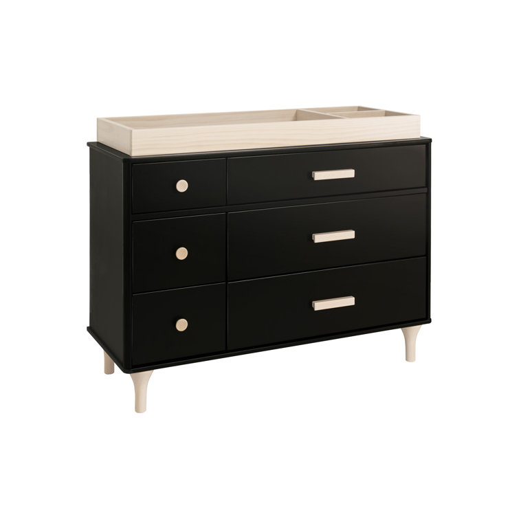 Lolly 6-Drawer Assembled Double Dresser in Black and Washed Natural
