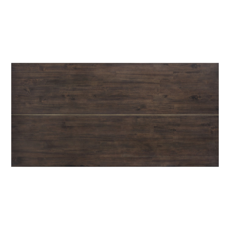Dark Brown Rectangular Wood Dining Table with Gold Metal Frame