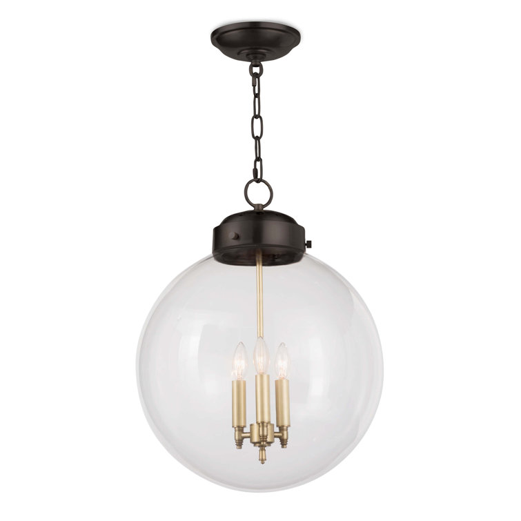 Clear Glass Globe Pendant with Oil Rubbed Bronze and Brass Finish