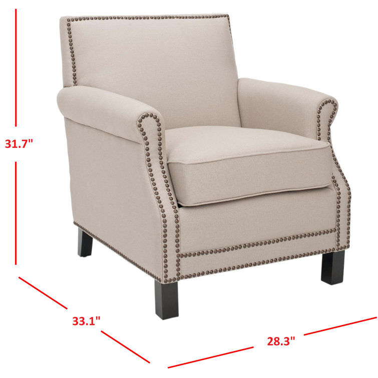 Contemporary Beige Faux Leather Armchair with Wood Accents