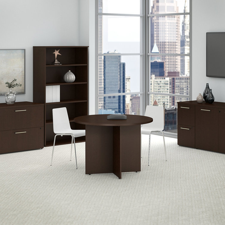Mocha Cherry Round Engineered Wood Conference Table