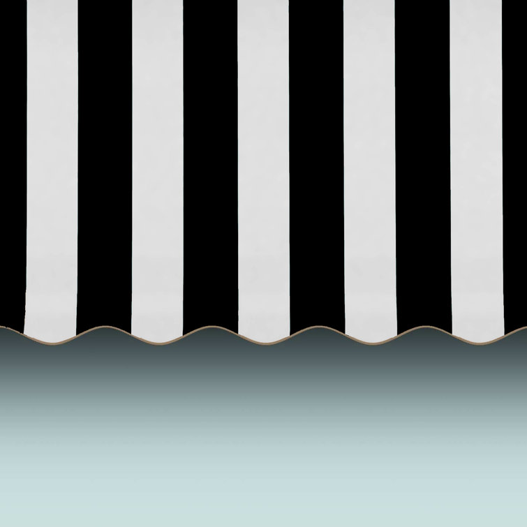 Black and White Striped Acrylic Fabric Fixed Awning with Aluminum Frame