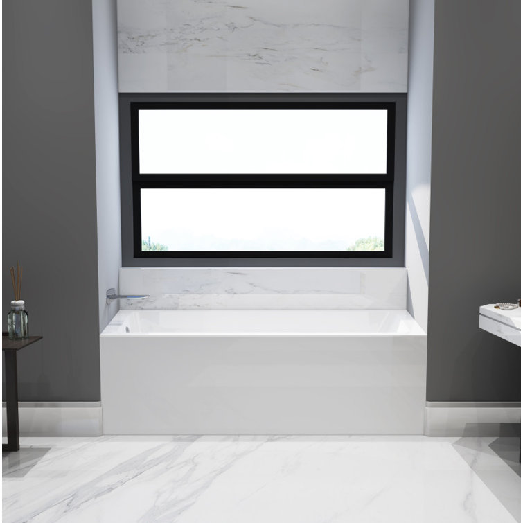 Aqua Eden 66-Inch White Acrylic Alcove Tub with Right Drain
