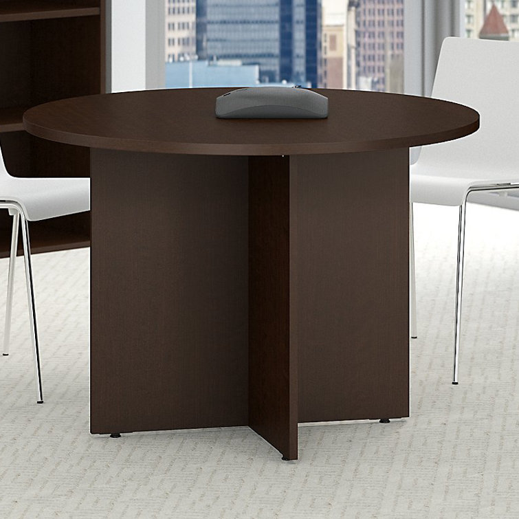 Mocha Cherry Round Engineered Wood Conference Table