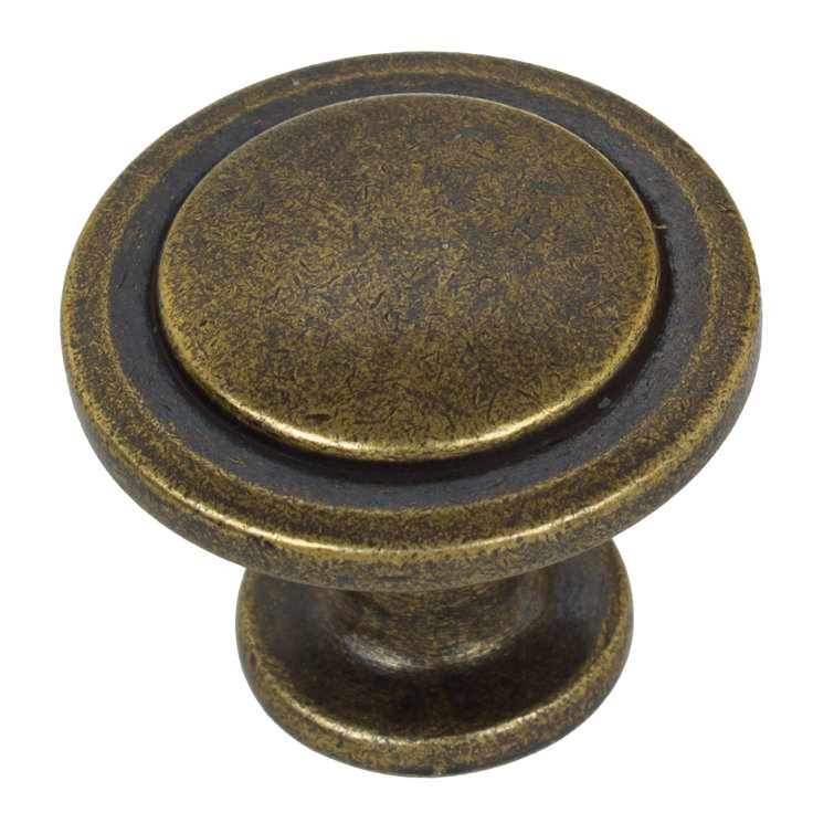 Antique Brass Round Cabinet Knob with Mounting Hardware