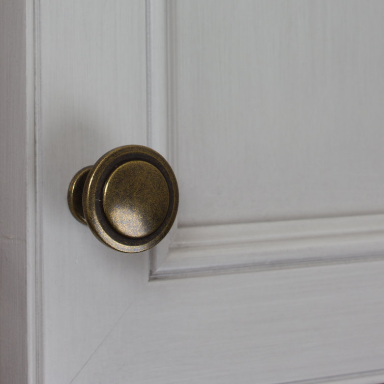 Antique Brass Round Cabinet Knob with Mounting Hardware
