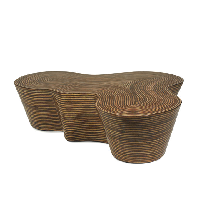 Showtime Modern Abstract Rattan Inlaid Coffee Table