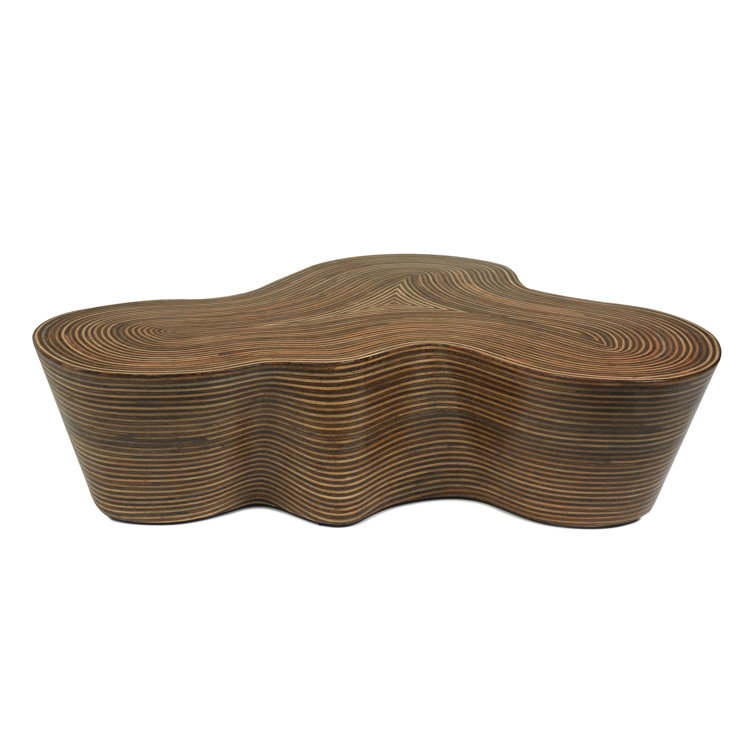 Showtime Modern Abstract Rattan Inlaid Coffee Table