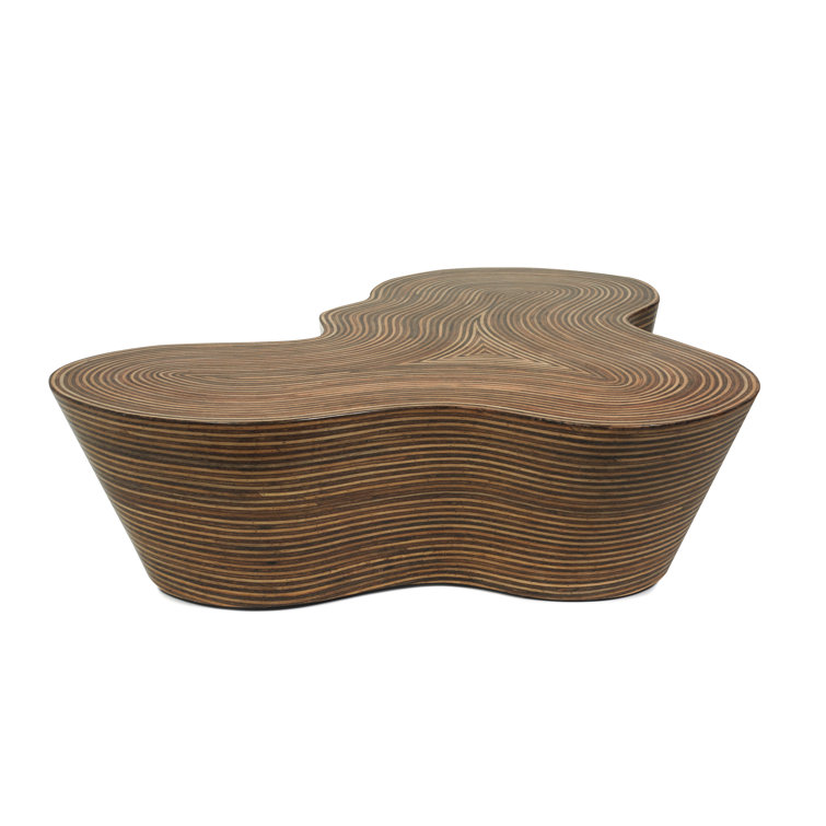 Showtime Modern Abstract Rattan Inlaid Coffee Table