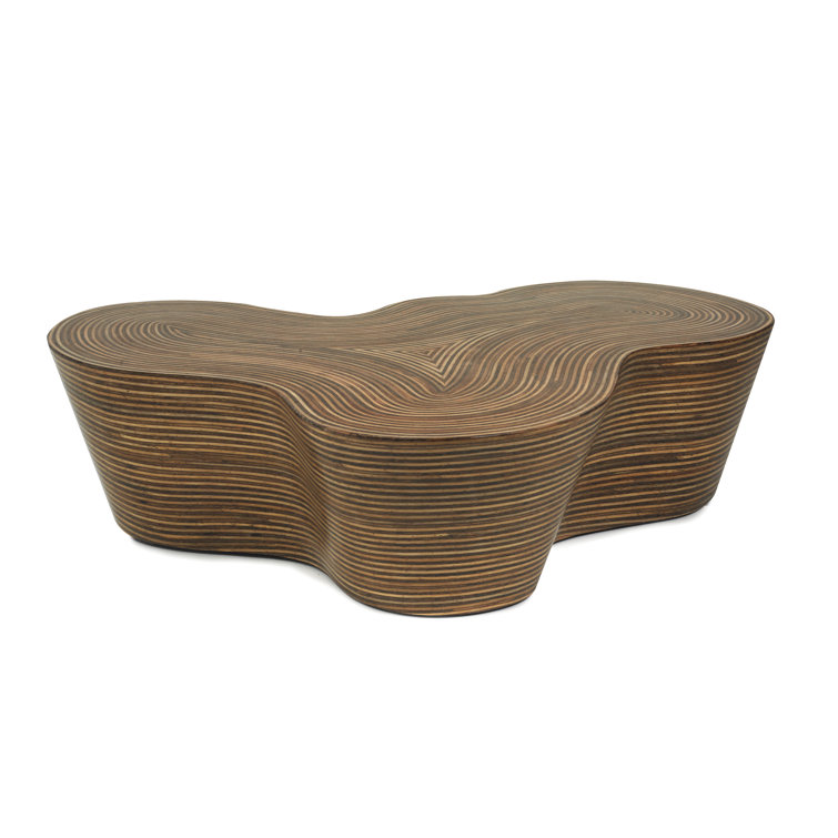 Showtime Modern Abstract Rattan Inlaid Coffee Table