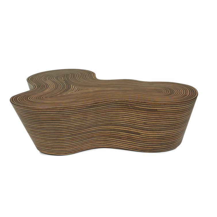 Showtime Modern Abstract Rattan Inlaid Coffee Table