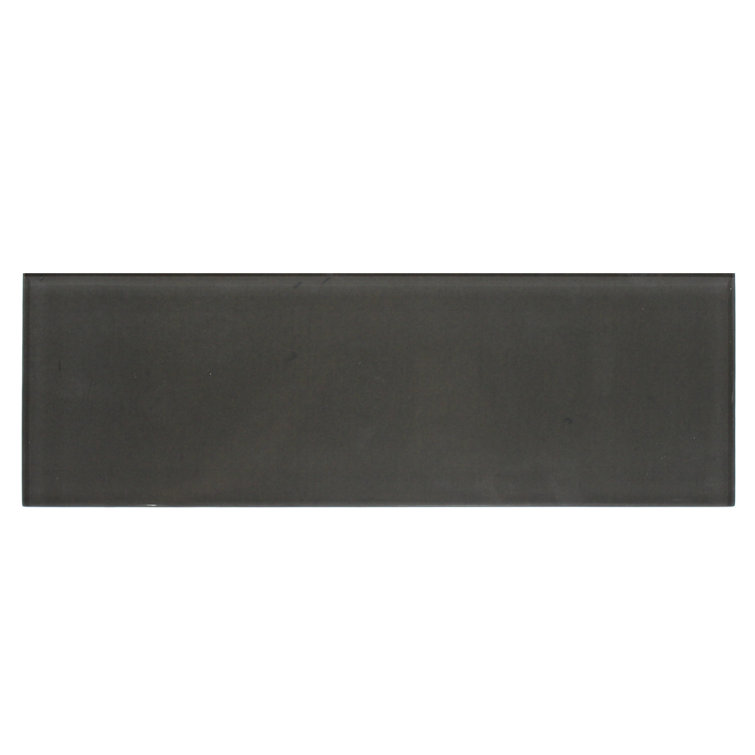 Midnight Gray 4" x 12" Polished Glass Subway Tile