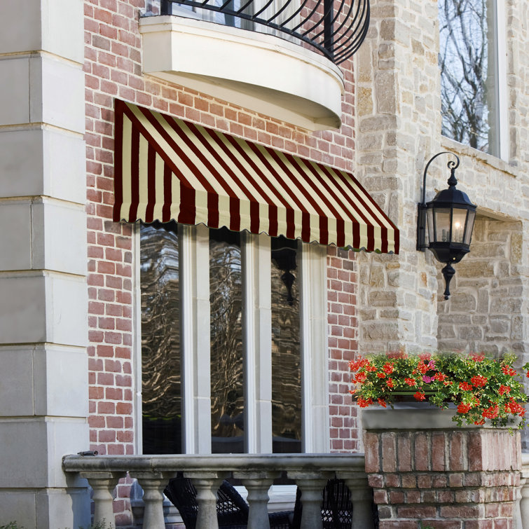 San Francisco Striped Blue and White Fabric Fixed Awning