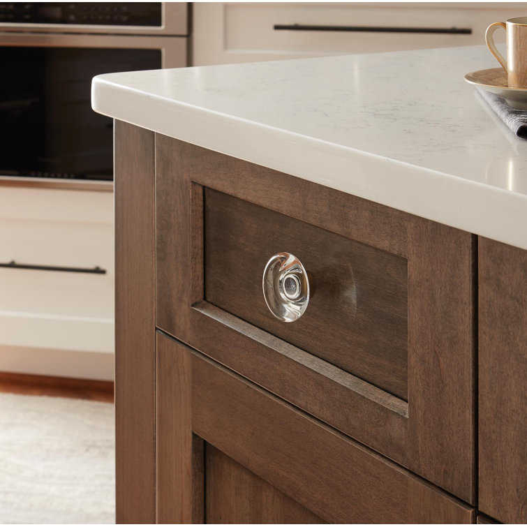 Clear Glass and Golden Champagne Round Cabinet Knob